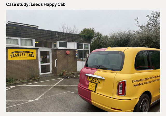 영국의 ‘행복 택시’ 프로젝트. 외로움을 느끼는 이들이 차를 타고 가는 동안 대화를 하면서 고민을 나눌 수 있도록 배려한다는 것이 취지다. 영국 외로움담당부 홈페이지 갈무리.