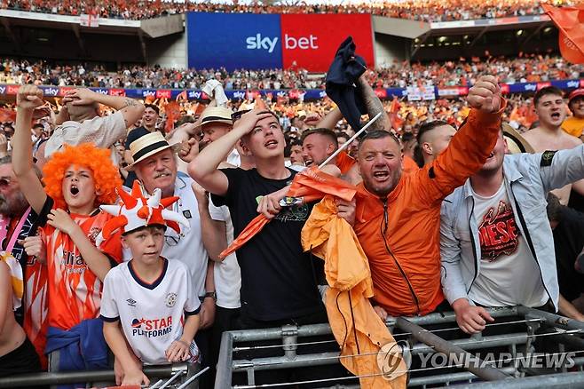 루턴 타운의 EPL 승격을 기뻐하는 팬들 [AFP=연합뉴스]