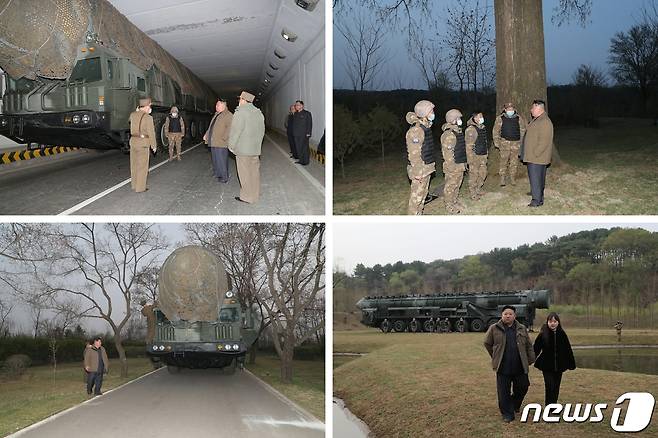 (평양 노동신문=뉴스1) = 북한은 13일 김정은 노동당 총비서 지도 하에 고체연료를 사용한 새로운 대륙간탄도미사일(ICBM) '화성포-18형(화성-18형)'을 발사했다고 14일 당 기관지 노동신문이 보도했다. 김 총비서는 이번에도 발사 현장에 딸 김주애와 함께했다. [국내에서만 사용가능. 재배포 금지. DB 금지. For Use Only in the Republic of Korea. Redistribution Prohibited] rodongphoto@news1.kr