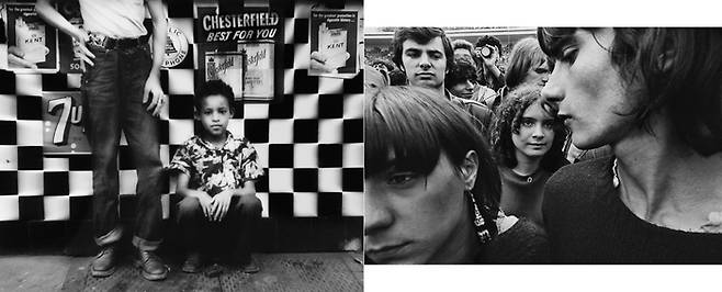 윌리엄 클라인의 ‘Candy Store, New York’(1954, 왼쪽)과 ‘Rolling Stones Concert, Paris’(1982). ⓒEstate of William Klein. 한미뮤지엄 제공