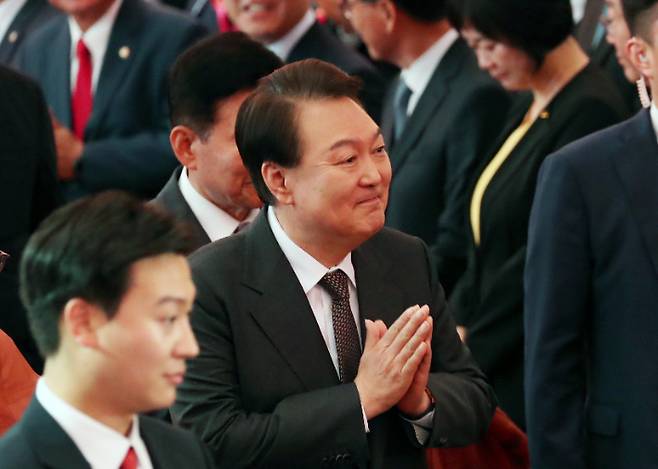 부처님오신날 봉축법요식 입장하는 윤석열 대통령 [연합뉴스]