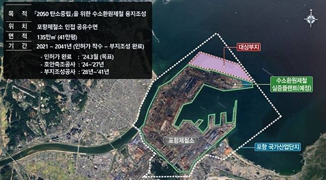 포스코 포항제철소 수소환원제철소 용지 조성 계획. /포스코 제공
