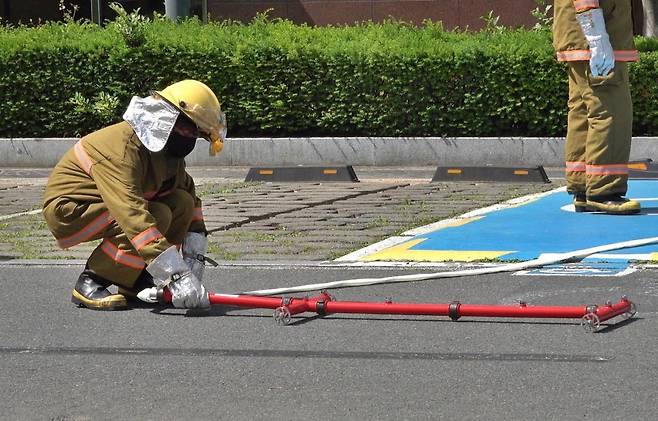 전기차 화재 진압용 노즐. 출처=창원소방본부