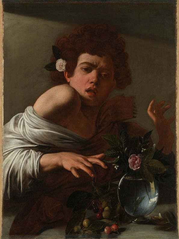 “Boy Bitten by a Lizard” by Caravaggio (Michelangelo Merisi da Caravaggio) is shown at the exhibition "Eyes on Us: Masterpieces from the National Gallery, London." (The National Gallery, London)