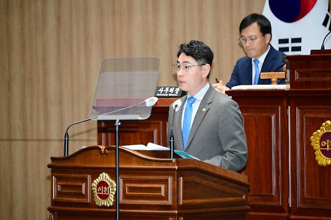 심창욱 광주광역시의원, 본회의장 5분 발언 자료 사진. 광주광역시의회 제공