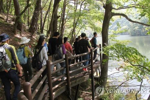 탐방객 붐비는 속리산 세조길 [연합뉴스 자료사진]