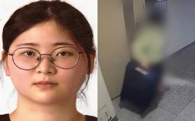 1일 부산경찰청이 신상정보 공개심의위원회를 거쳐 공개한 정유정(23세)의 사진. 정유정은 온라인 과외 앱으로 만난 20대 여성을 살해하고 시신을 유기한 혐의로 구속됐다. 오른쪽 사진은 정유정이 캐리어를 끌고 자신의 집을 나서는 장면. 부산경찰청 제공