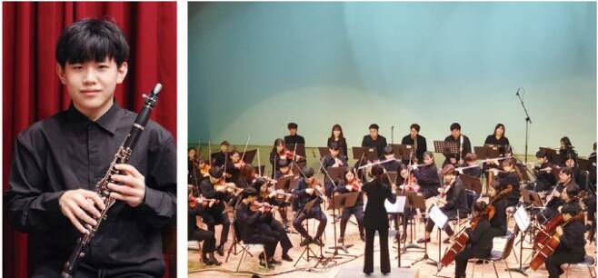 오유찬은 중학교 때 서울시 청소년 오케스트라 단원으로 클라리넷을 연주했으며, 현재 한과영 재즈 밴드 동아리에서 활동중이다. 오유찬 제공
