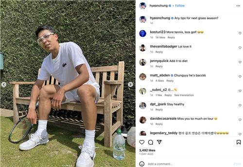 훈련 중인 정현 [정현 인스타그램 캡처. 재판매 및 DB 금지]