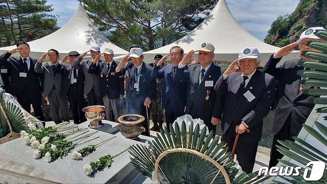 육군 3군단은 5일 강원 인제군 북면 용대리에 위치한 백골병단 전적비에서 ‘제72주년 백골병단 추모행사’를 가졌다.(육군 3군단 제공) 2023.6.5/뉴스1