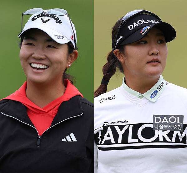 2023년 미국여자프로골프(LPGA) 투어 신설 대회인 미즈호 아메리카스 오픈 우승을 차지한 로즈 장과 3위를 기록한 유해란이 최종라운드에서 경기하는 모습이다. 사진제공=Getty Images_LPGA
