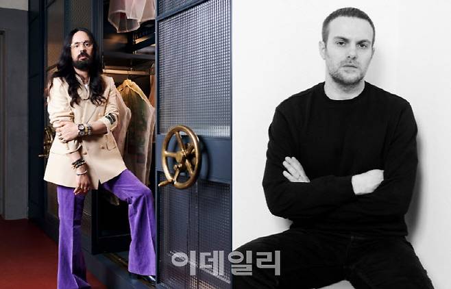 구찌 전 크리에이티브 디렉터 알렉산드로 미켈레(왼쪽)와 현 크리에이티브 디렉터 사바토 드 사르노. (사진=구찌)