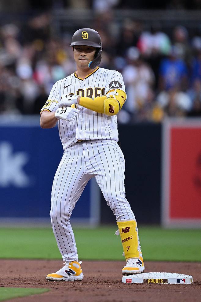 6일 시카고 컵스와의 경기에 선발 출전해 공수에서 맹활약한 샌디에이고 파드리스 내야수 김하성 사진=USA투데이스포츠/연합뉴스