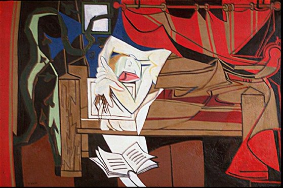 프랑수아즈 질로가 그린 작품 '파도(1986·위)'와 초상화 '잠든 여인(1952)'. 사진 질로 홈페이지
