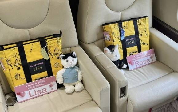 대한항공이 공개한 그룹 블랙핑크가 이용하는 전용기 내부 사진. 대한항공 인스타그램
