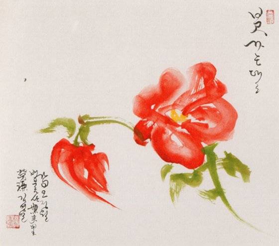 김지하 ‘모란꽃’ 34x39㎝, 2014년작.