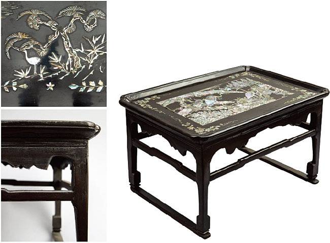 통영반 천판(상판)과 변죽(테두리)을 통판 한 개로 제작해 내구성이 강해 현대까지 사용되고 있다. 문양이 화려하다.