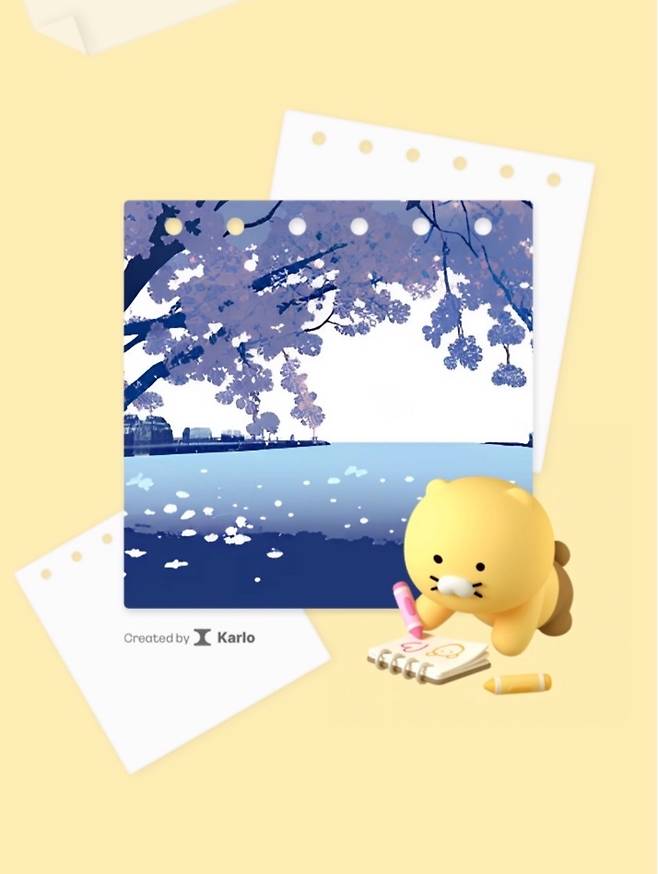 카카오브레인의 이미지 생성형 AI 모델인 칼로로 만든 내 마음 프로필 배경 이미지. [카카오 제공]