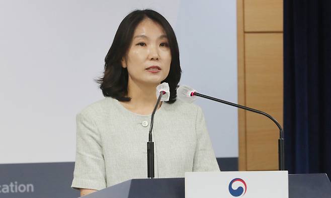 이효정 통일부 부대변인이 9일 서울 종로구 정부서울청사에서 정례 브리핑을 하고 있다. 뉴시스