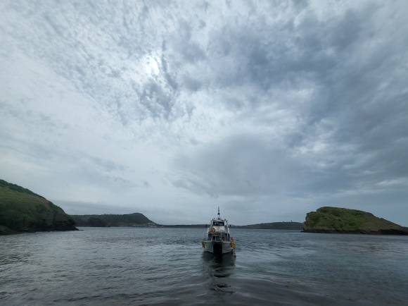 배를 타고 차귀도 가는 모습. 제주 강동삼 기자