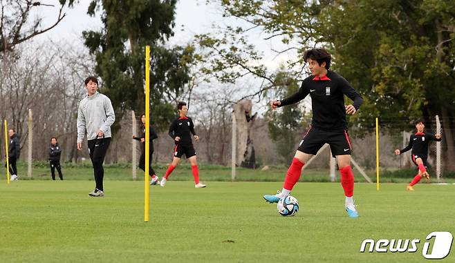 한국 20세 이하(U-20) 월드컵 축구대표팀 최석현이 10일(현지시간) 아르헨티나 라플라타 에스탄시아 치카 훈련장에서 훈련하고 있다. 2023.6.11/뉴스1 ⓒ News1 이승배 기자