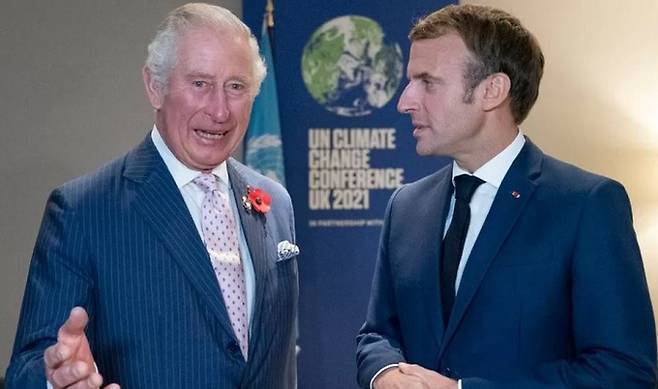 영국 국왕 찰스 3세(왼쪽)와 에마뉘엘 마크롱 프랑스 대통령. 영국 BBC 홈페이지