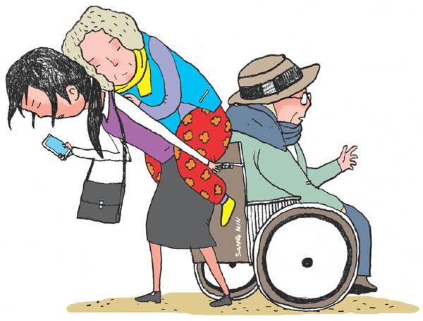 인구구조의 변화로 20년 후 돌봄 수요는 큰 폭으로 증가할 것으로 보인다. / 일러스트 김상민 기자