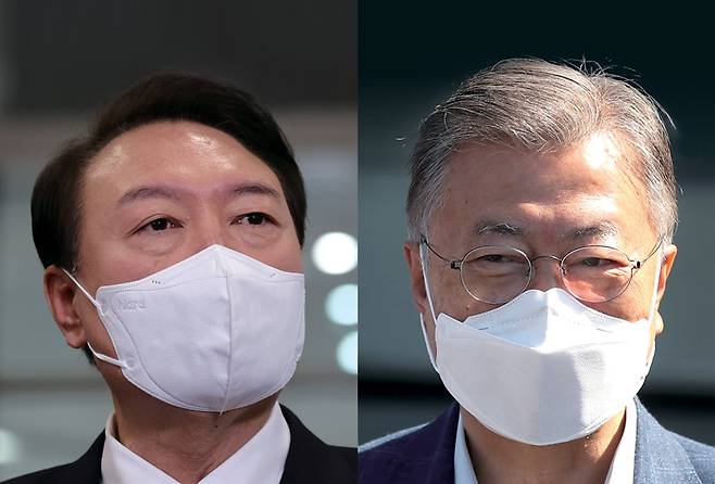 윤석열 대통령(왼쪽)과 문재인 전 대통령 ⓒ연합뉴스