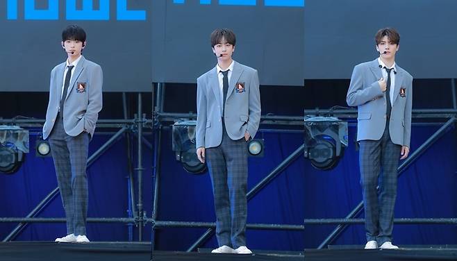 18일 오후 1시 30분 일본 도쿄 롯폰기 힐즈 아레나에서 열린 하이브 레이블즈 재팬의 첫 글로벌 그룹 앤팀(&TEAM)이 미니 2집 ‘퍼스트 하울링 : 위(First Howling : WE)’ 미디어 쇼케이스가 온라인으로 생중계됐다. 왼쪽부터 하루아, 타키, 마키. 제공 | 하이브 레이블즈 재팬