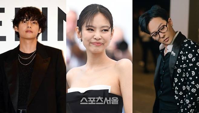 왼쪽부터 방탄소년단 뷔, 블랙핑크 제니, 빅뱅 지드래곤. 출처 | 스포츠서울DB UPI연합뉴스, 샤넬