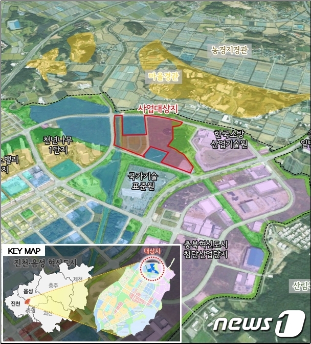 21일 (음성=뉴스1) 윤원진 기자 = 충북 음성군은 충북혁신도시 장기 미분양 용지에 추가 산업단지와 공동주택 단지를 조성한다고 밝혔다. 사진은 산단 구획도.(음성군 제공)2023.6.21/뉴스1