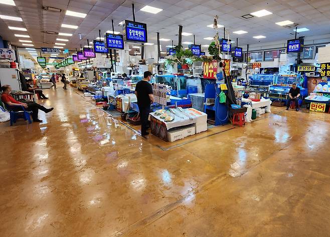 19일 서울 동작구 노량진수산시장이 한산한 모습을 보이고 있다. 내달로 예상되는 일본의 후쿠시마 원자력발전소 오염수 방류로 한반도 주변 바닷물이 오염될 것이란 우려로 일각에선 미리 천일염을 사놓고, 수산물을 기피하는 현상이 벌어지고 있다./오종찬기자