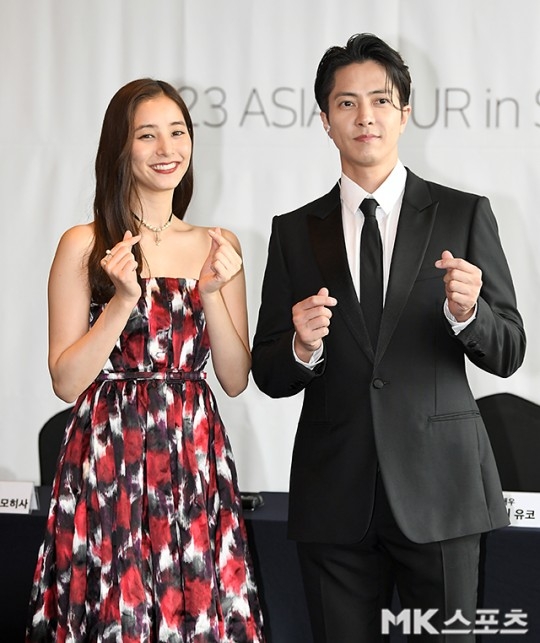 22일 오후 영화 ‘SEE HEAR LOVE’(감독 이재한)의 기자간담회가 열린 가운데 배우 야마시타 토모히사, 아라키 유코가 참석했다. 사진=천정환 기자