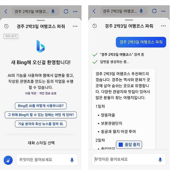 ▲ 구글 빙챗 서비스 갈무리