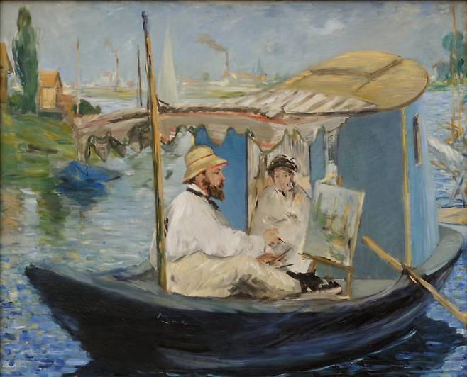 에두아르 마네, Claude Monet painting in his studio boat