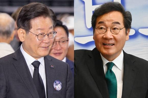 더불어민주당 이재명 대표, 이낙연 전 대표.  연합뉴스