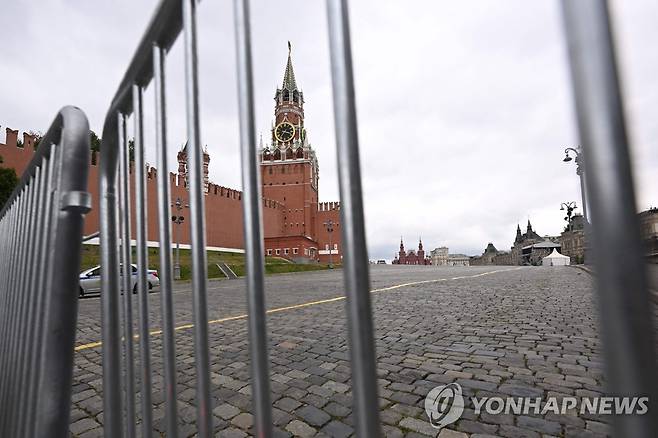 긴장 속 모스크바 붉은 광장 (모스크바 AFP=연합뉴스) 러시아 용병기업 바그너 그룹이 반란을 일으킨 24일(현지시간) 모스크바 붉은 광장의 모습. 2023.6.24 photo@yna.co.kr