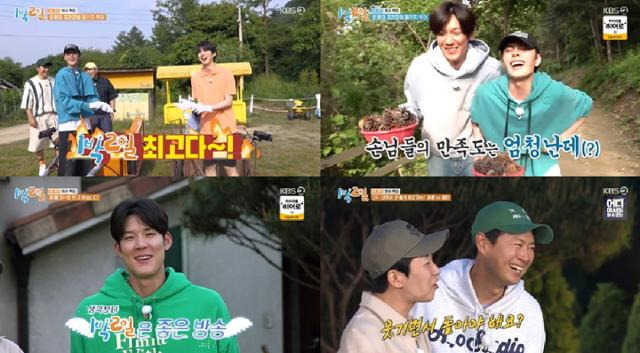 박태환과 차준환이 '1박 2일'에 완벽 적응했다. 이들의 활약은 안방극장에 큰 웃음을 안겼다. KBS2 캡처