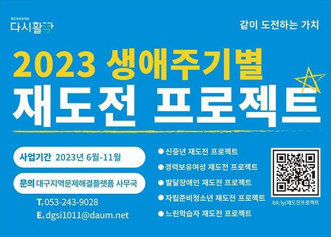 [대구=뉴시스]대구시 ‘생애주기별 재도전프로젝트’ 사업 홍보포스터이다(사진=대구시 제공) 2023.06.27 photo@newsis.com *재판매 및 DB 금지