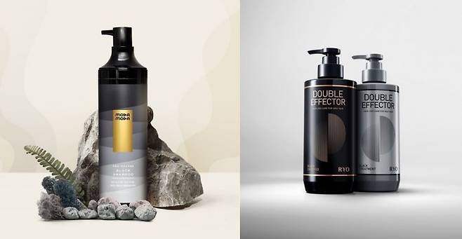 모다모다 '프로체인지 블랙샴푸'(왼쪽), 아모레퍼시픽 '려 더블이펙터 블랙샴푸'[이미지출처=각 사]