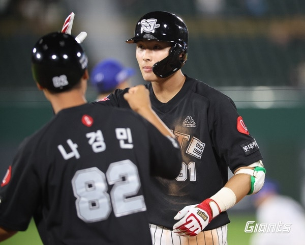 윤동희가 역전 2타점 적시타를 때리며 팀 승리의 주역이 되었다. 사진=롯데 자이언츠 제공