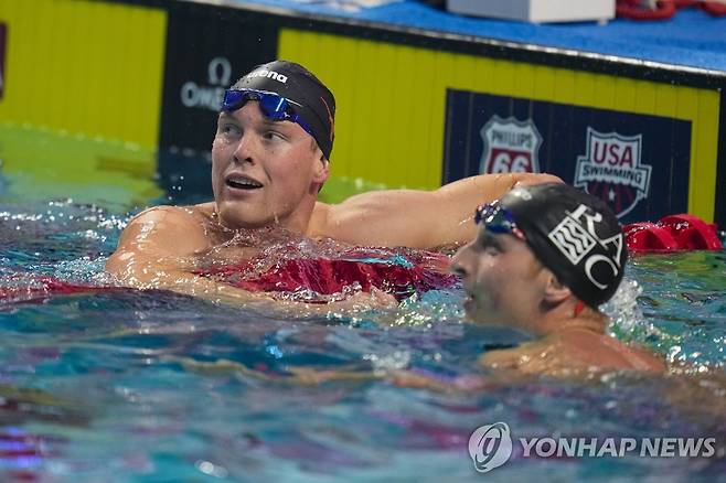 남자 자유형 200ｍ 미국 1위 루크 홉슨(왼쪽) [AP=연합뉴스 자료사진]