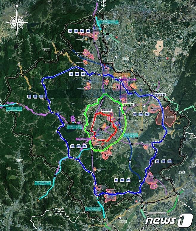 충북 진천군 순환도로망 계획 위성도.(진천군 제공)/뉴스1