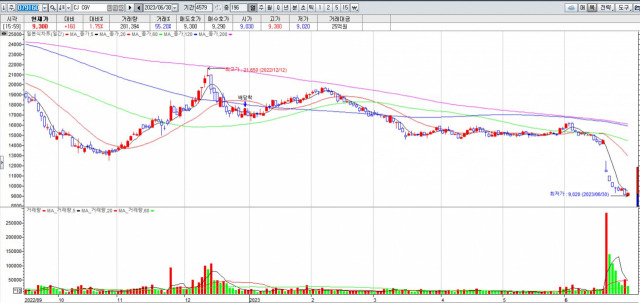 CJ CGV 주가 차트/사진=대신증권HTS