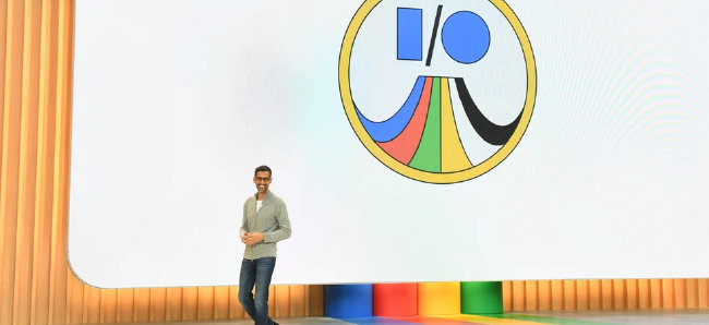 순다르 피차이 알파벳(구글의 모회사) CEO가 5월 10일 구글 I/O에서 새로운 서비스와 제품에 대해 발표하고 있다. [구글]