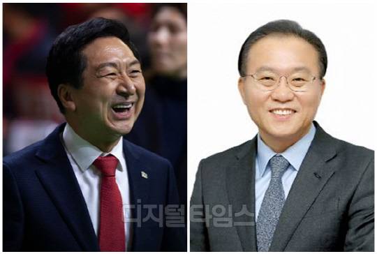 김기현(왼쪽) 국민의힘 당대표와 윤재옥 원내대표. <디지털타임스 DB>