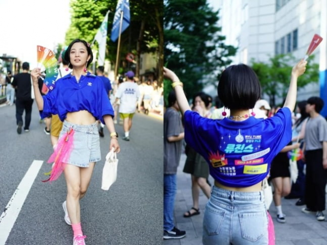 류호정 정의당 의원이 서울 퀴어축제에서 배꼽티와 미니스커트를 입어 주목을 받았다. 사진=류호정 정의당 의원 페이스북 캡처.