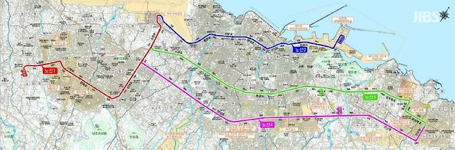 제주지역 트램 개략 노선 검토안 (제주자치도 제공)