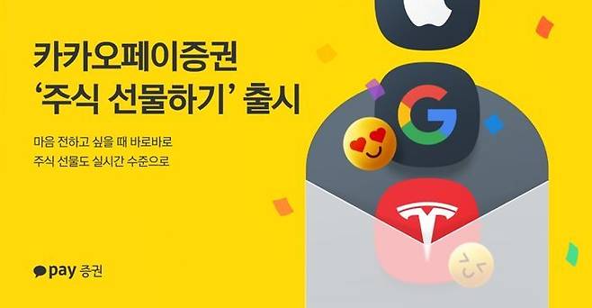 카카오페이증권이 지난해 출시한 카카오톡 친구에게 해외 ‘주식 선물하기’ 관련 이미지.ⓒ카카오페이증권