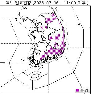 폭염특보 발효 현황. [기상청 제공. 재판매 및 DB 금지]
